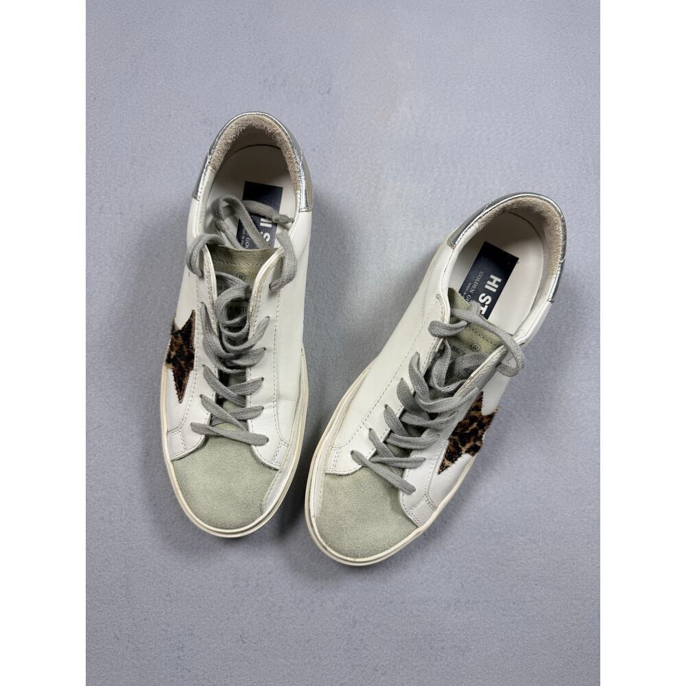 Golden Goose Hi Star Low Top Platform Sneakers White Leopard Star Size 39 EU 9 U - Picture 2 of 13